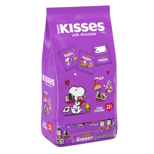 Hershey's Kisses Snoopy & Friends chocolates con leche San Valentín. Bolsitas individuales