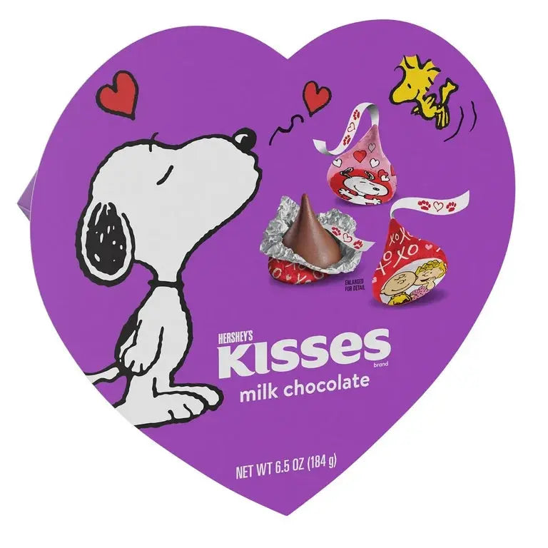 Hershey's Kisses Snoopy & Friends chocolates con leche San Valentín. Gift Bix Fur Friends Finds