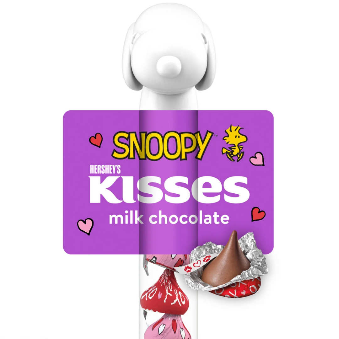 Hershey's Kisses Snoopy & Friends chocolates con leche San Valentín.Bastón