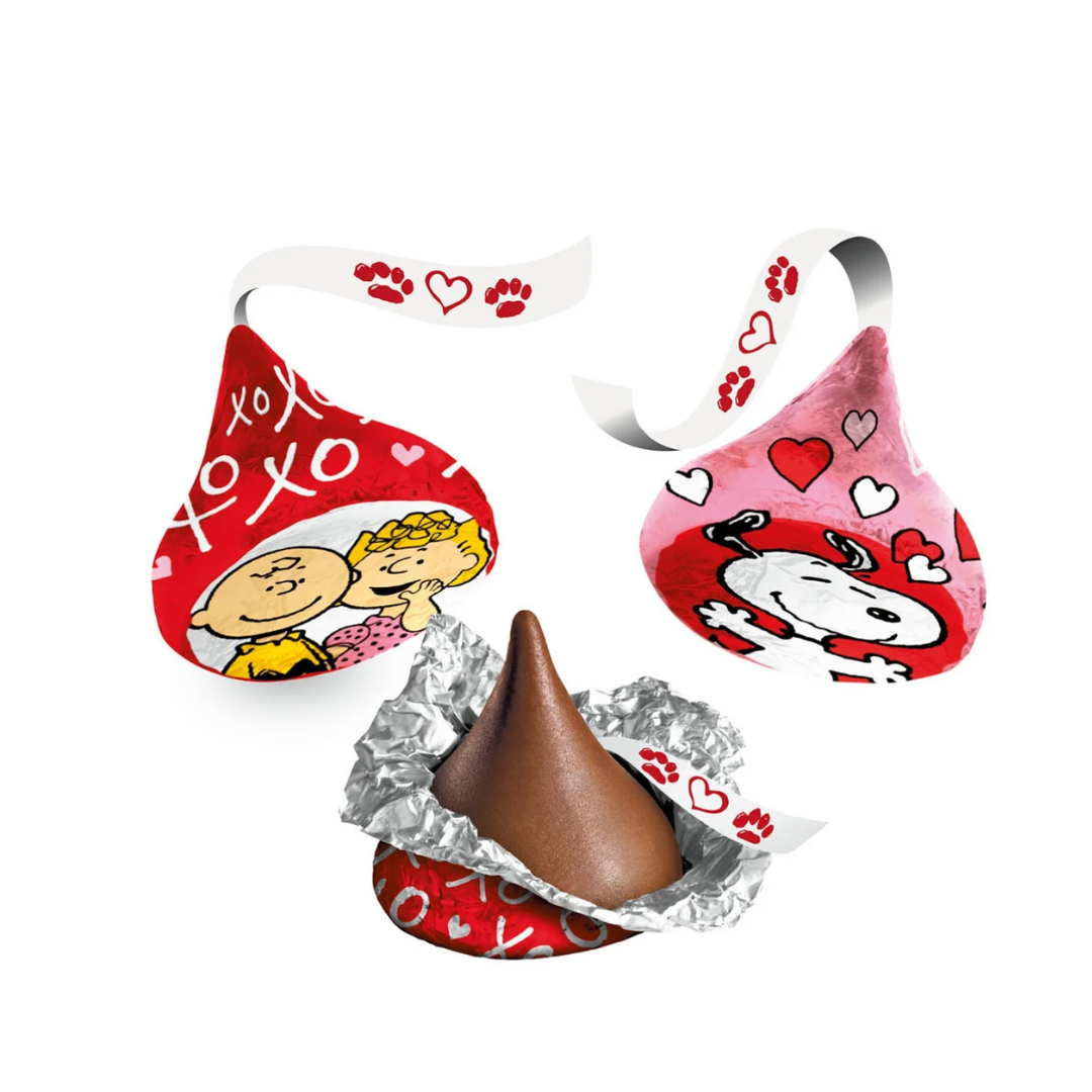 Hershey's Kisses Snoopy & Friends chocolates con leche San Valentín.Bastón