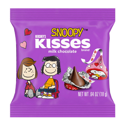Hershey's Kisses Snoopy & Friends chocolates con leche San Valentín. Bolsitas individuales