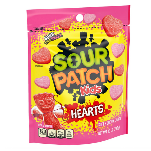 SOUR PATCH KIDS Soft & Chewy Valentines Day Candy Hearts, 10 oz