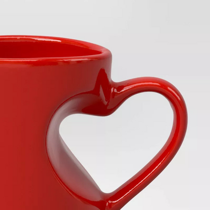 Taza con asa en forma de corazón roja ♥️