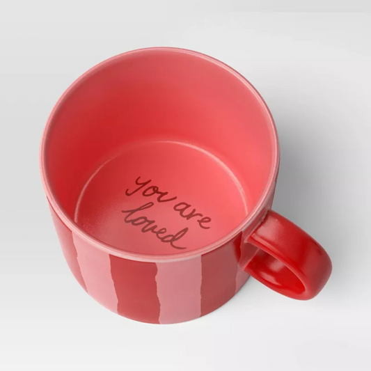Taza You are Loved Mug Pink/Red Striped