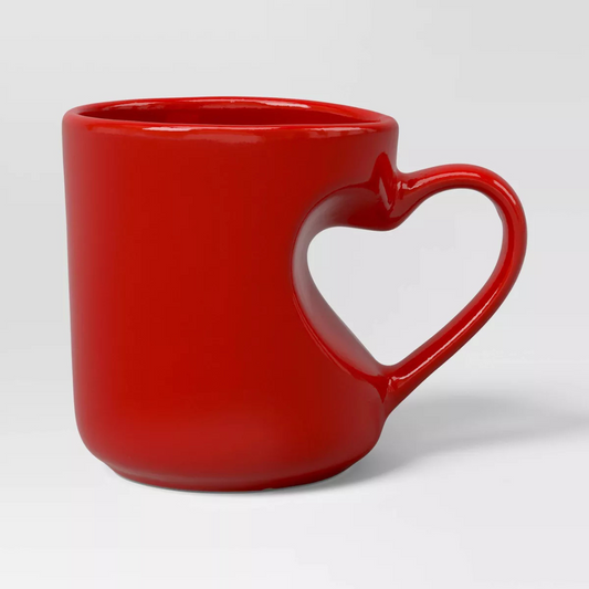 Taza con asa en forma de corazón roja ♥️