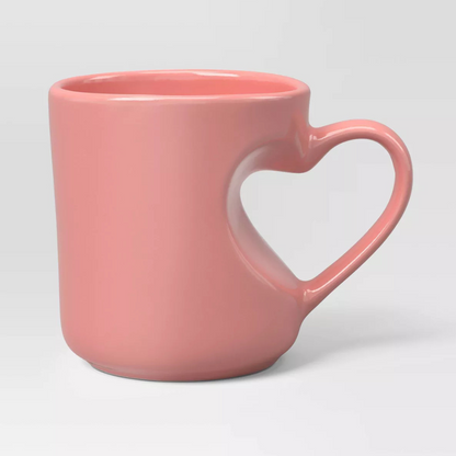 Taza con asa en forma de corazón  rosa ♥️