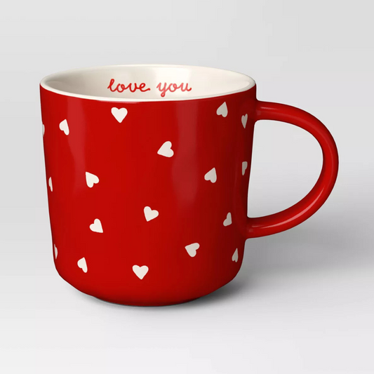 Taza "Love You" Roja con corazones
